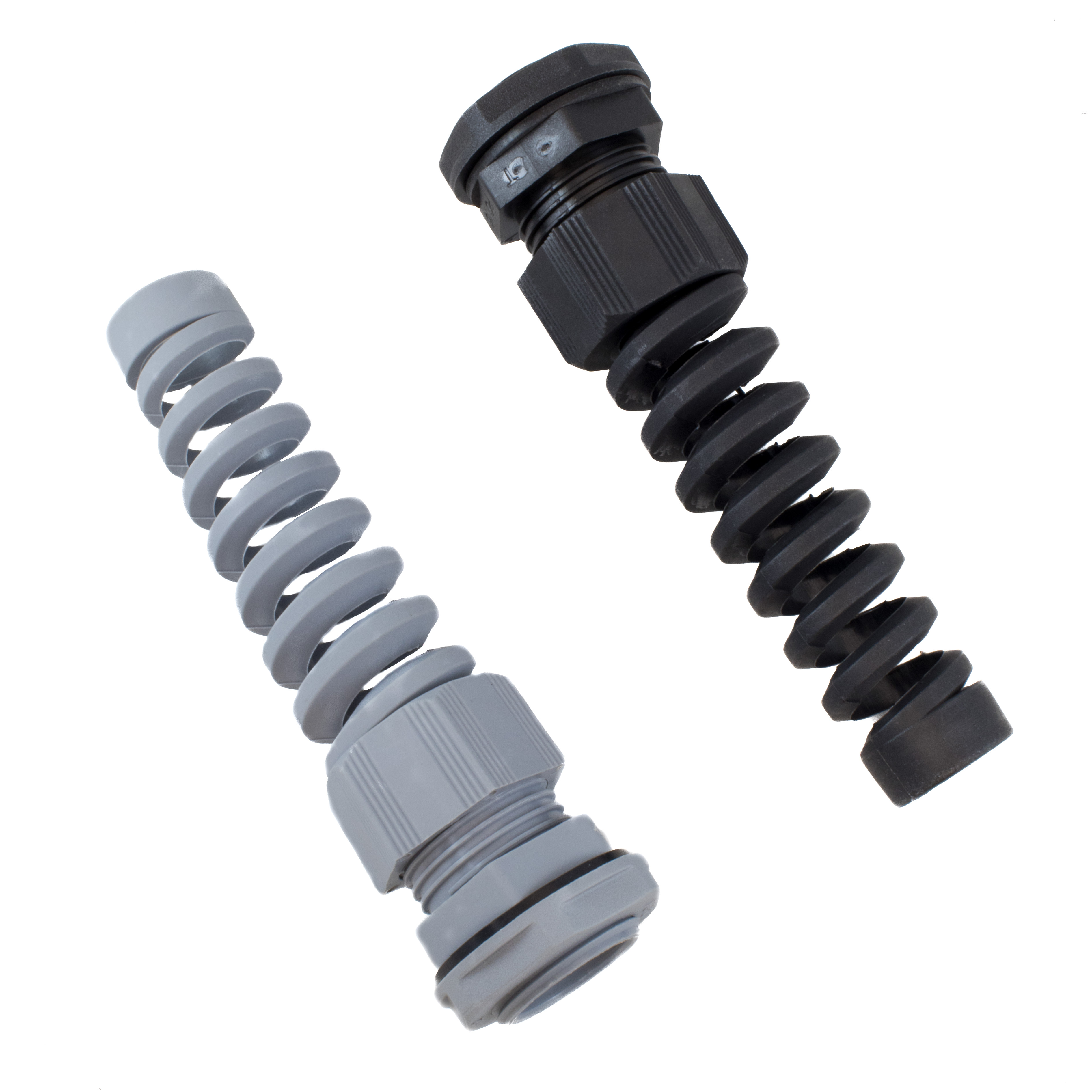 Alpha Wire Black and Slate Spiral Cable Glands